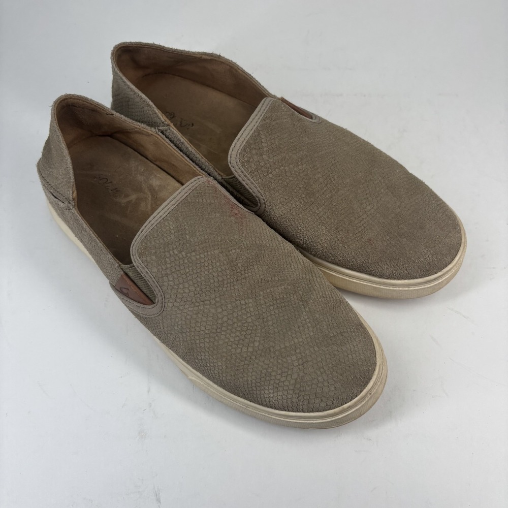 Olukai‎ Pehuea Women's US 8 Taupe Snake-Embossed Leather Slip-On Loafer Shoes - Picture 14 of 16